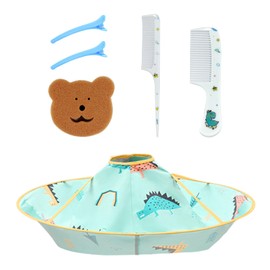 1 Piece Of Dinosaur Pattern Barbering Cape, With 2 Pieces Of Hair Clips And 2 Pieces Of Hair Combs, Hairdressing Accessories For Kids, Waterproof Hairdressing Cape