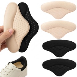 DANNEN Heel Grips 4 Pcs, Heel Cushion Pads for Loose Shoes-Anti-Slip Heel Protectors, Soft Heel Pads & Shoe Inserts for Shoes – Prevent Rubbing, Blisters & Heel Slipping (Black & Skin)