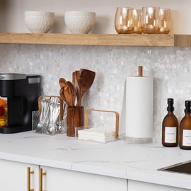 Mind Reader Paper Towel Holder, Kichen Storage, Countertop Organizer, Caddy, Kitchen, Acrylic, 6"L x 6"W x 14.65"H, Brown