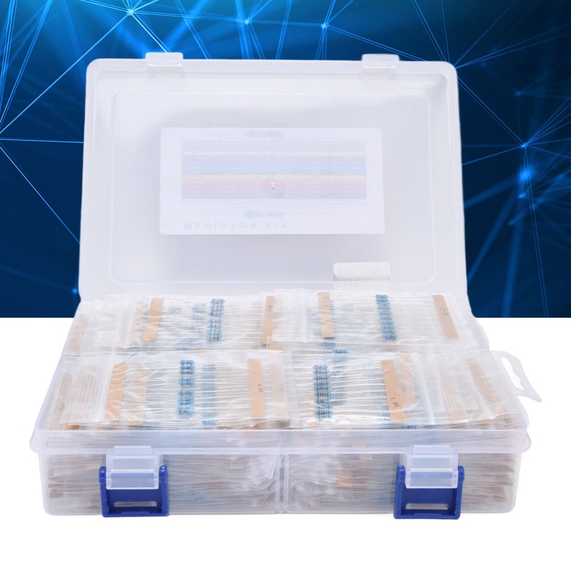 1450Pcs Metal Film Resistor Kit 145 Values Assortment 1~1MΩ 1/4W