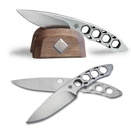 Ocaso - Duo Desk Knife, Multi-Purpose Letter Opener with Dual Magnetic Knives, includes Walnut Stand, Spear Point Blade Shape 80DKS