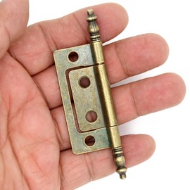 6 PCs Vintage Antique Brass Flap Hinges with for Wooden Boxes Jewelry Cases Cabinet Cupboard, Medium Size, Plate Length 2-in (51 mm)