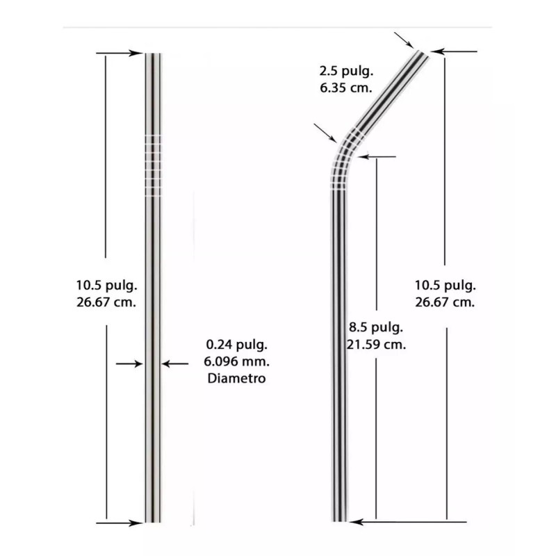 Veraly Popotes Acero Inox Set 8 Pz Ecológicos Ideal Vaso