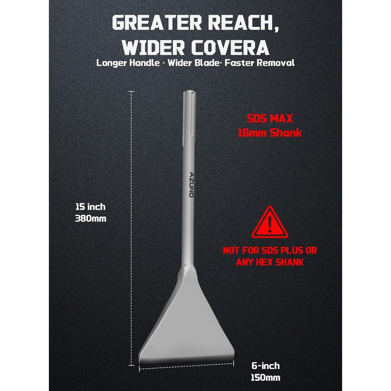 AZUNO SDS Max Chisel 6" x 15" – Wide Thinset
