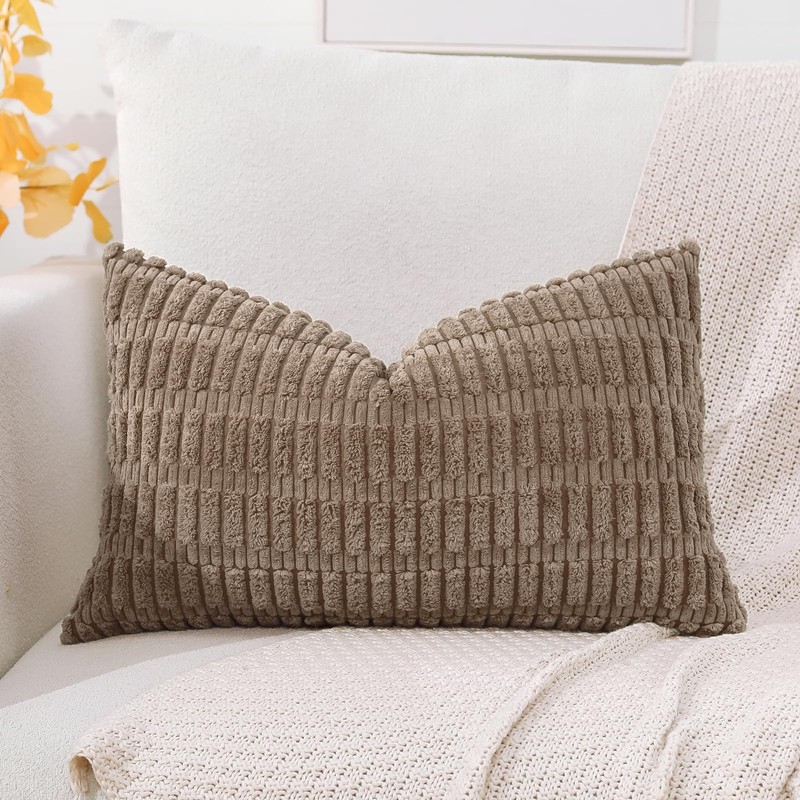 OTOSTAR Corduroy Decorative Throw Pillow Covers 16x24 Inch Super Soft