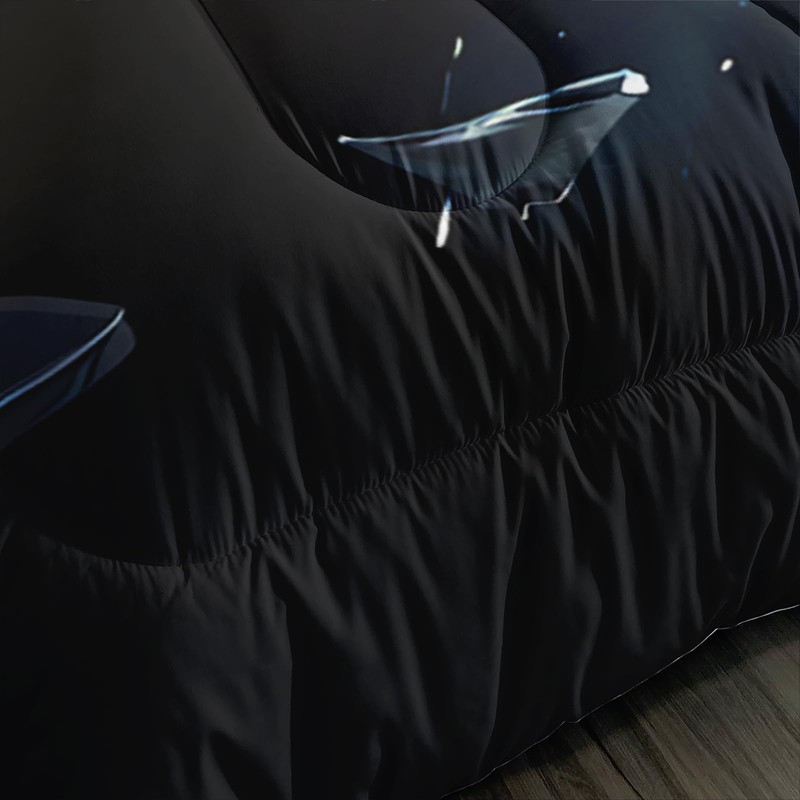 Black White Soccer Comforter 3Pcs Full Size Broken Ball Bedding