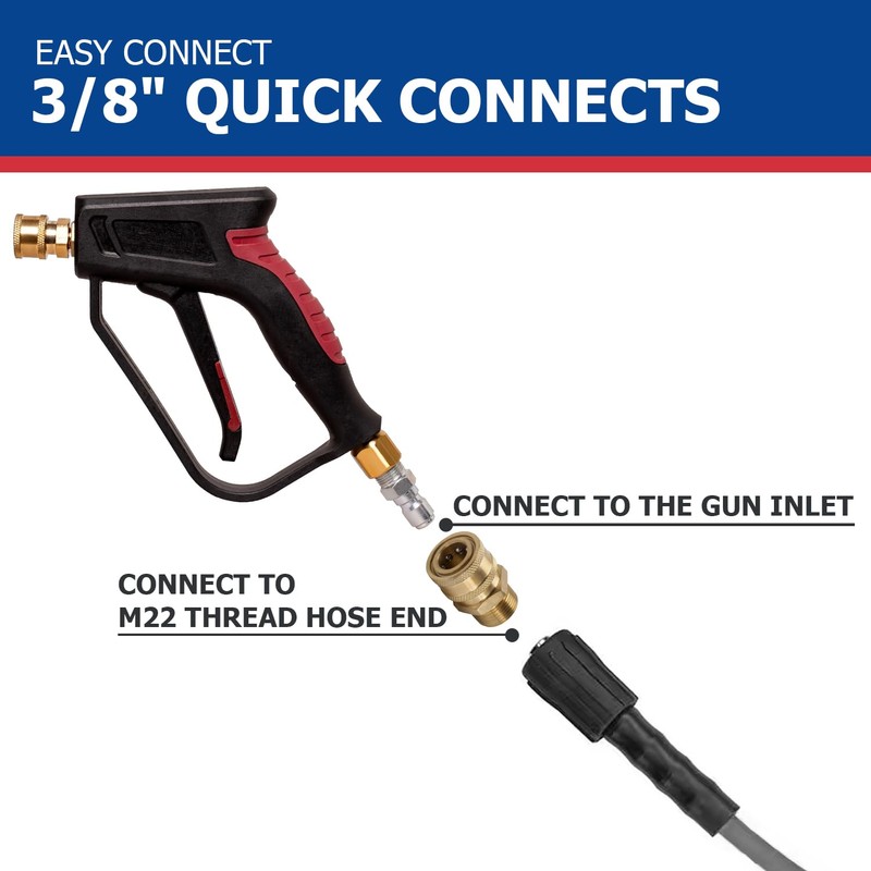 Solivede Short Pressure Washer Gun with Swivel - 3/8" Inlet