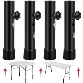 Laowu 8 PCS Folding Table Leg Extenders, 2 Levels Adjustable Height Folding Table Leg Risers, Heavy Duty Metal Desk Leg Extensions, Rise Table Height 3.6in | 5.2in