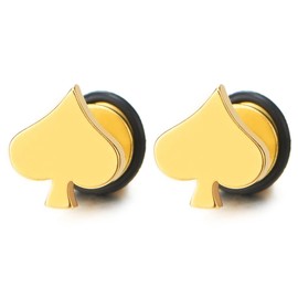 Men's Women's Spade Stud Earrings Stainless Steel Stud Earrings Screw Back Unique 1 Pair, stainless steel, No Gemstone