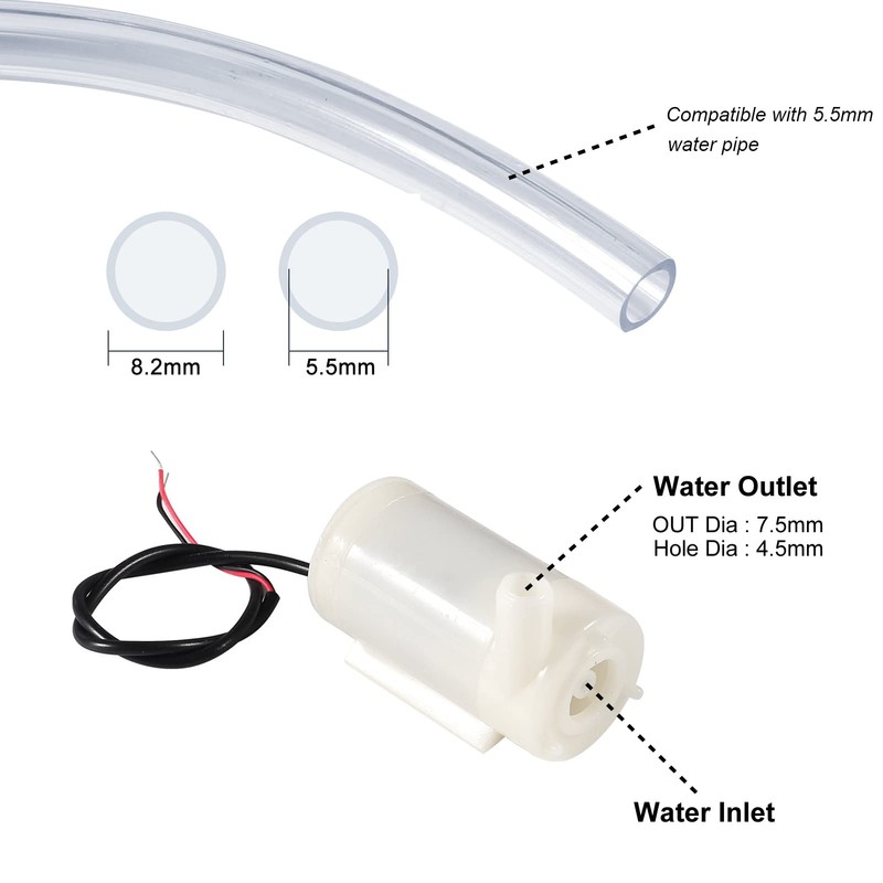 Diitao 2PCS DC 3V 5V Micro Submersible Mini Water Pump