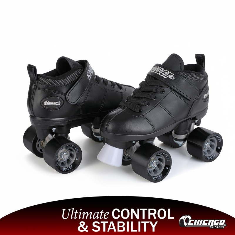 Chicago Skates Bullet Speed Quad Roller Skates – Durable, Top