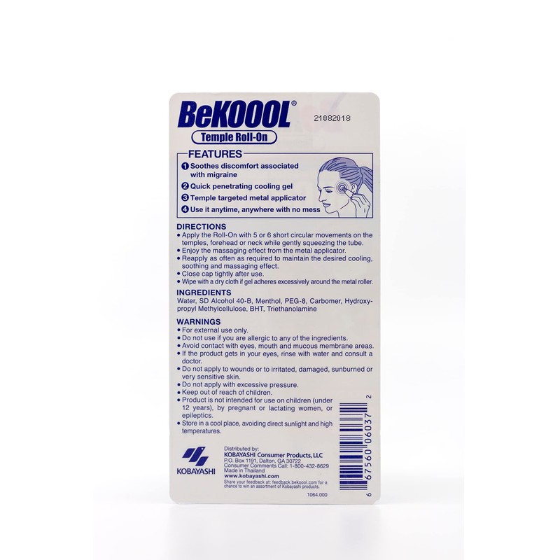 BeKoool Migraine Roll-On Gel, 1 Count