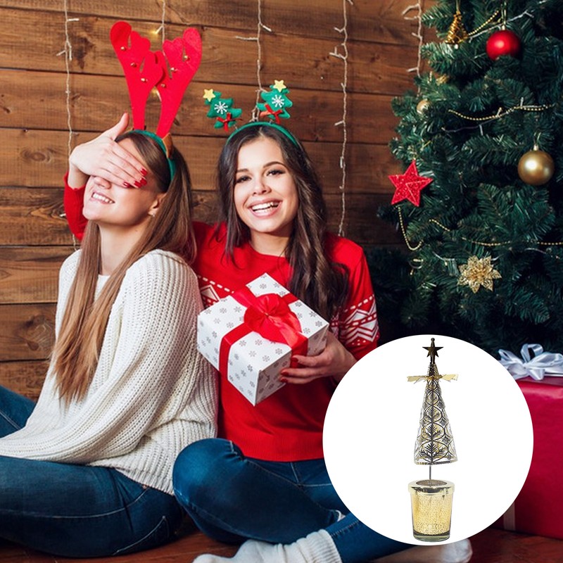 Christmas Aromatherapy Candle Hot Tree Revolving Candle Holder Walking Light