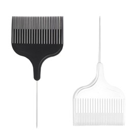 Hair Dye Brush Comb Kit with Steel Needle Pointed Tail, 2 Pcs Hair Color Brush Highlight Comb for Precise Sectioning and Highlighting, Hair Dye Tools Comb for Home Hair Salon (Black and White)