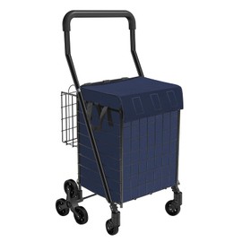 Kiffler Handy Laundry Shopping Cart Liner（Without Cart）, 14.7" X 13.2" X 20" Square Bottom, Fits Standard Grocery Cart, Cover Adjustable Straps, Waterproof Oxford Cloth (Blue)