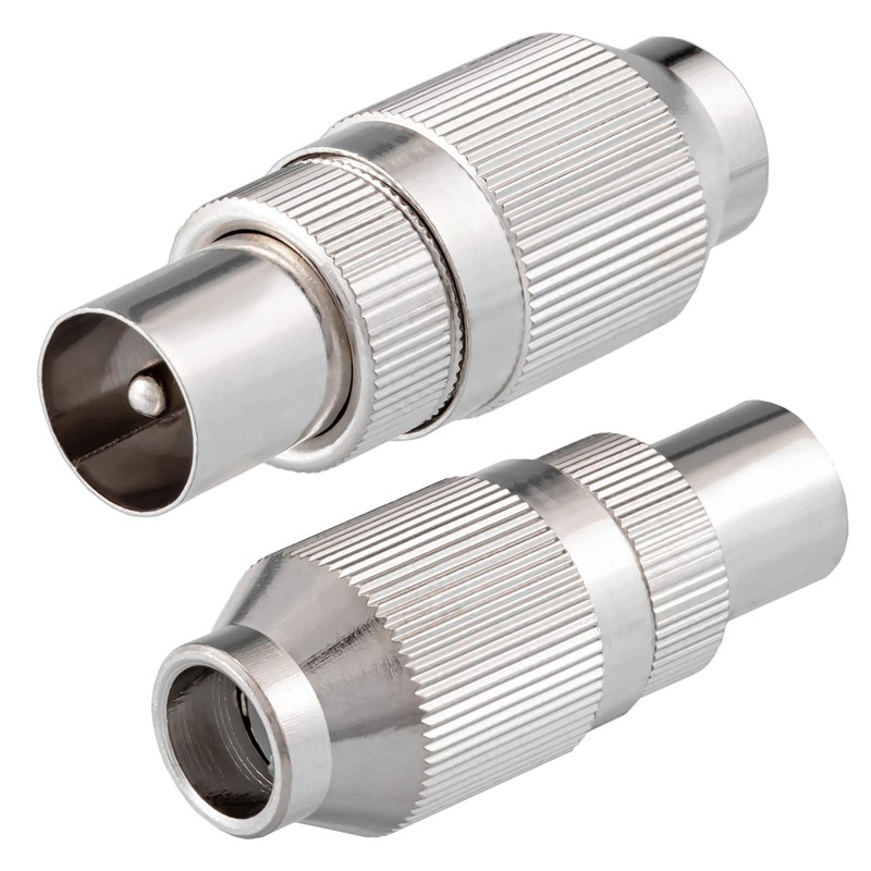 1x IEC Coaxial Male Antenna Cable Coupling Metal Detachable TV