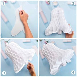 WILLBOND 5 Pieces Paper Wedding Bells White Hanging Big Heavy Honeycomb Bells Bridal Honeycomb Bells Decorating Supplies Suitable for Weddings, Parties, Baby Showers