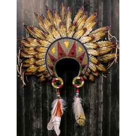 Ebros Gift Large Southwest Indian Tribal Chief Headdress War Bonnet W/ Feathers Wall Decor