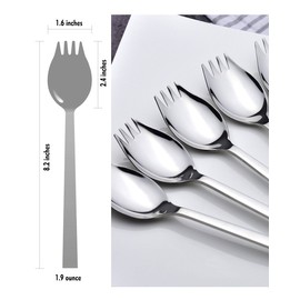 Hiware Sporks 6-pack 18/10 Stainless Steel Sporks for Everyday Household Use, 7.6-Inch / 1.6-Ounce/Ice Cream Spoon & Salad Forks, Fruit Appetizer Dessert