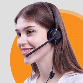 eartec office Headset for Gigaset E45 E630H R650H S44 S45 S67H S650H PRO S850A GO DECT Noise Cancelling Mic Handset + FREE Lead QD011 EAR510D Double Ear