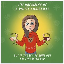 Twizler Merry Christmas Card with Wine - Happy Christmas Card - Xmas Card - Funny Christmas Card - Funny Womens Christmas Card - Funny Female Christmas Card for Her - Mum Funny Card