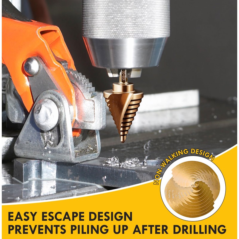 MACXCOIP M35 Cobalt Step Drill Bit Set with Automatic Center