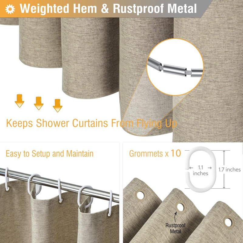 BTTN Stall Fabric Shower Curtain - 60x72 Inch Linen Textured