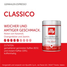 illy Kaffee, Gemahlener Espresso Classico, klassische Röstung - 1 Dose zu 250 g