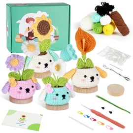 CHSEEO Häkelset für Anfänger, 4 PCS Ausführungen Crochet Set mit Freundlichen Video-Tutorials, Geeignet als Geburtstags-, Erntedank-, Weihnachten