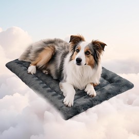 Mora Pets Dog Bed Rose Plush Dog Mat Fit 36" Crate Anti Slip Washable Kennel Mat for Small Medium Large Dog and Puppy 35 x 22 Inch Dark Grey