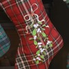 Dibor Traditional Large Red Tartan Embroidered Mistletoe Christmas Stocking -