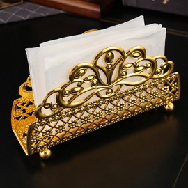 Gold Napkin Holder, Napkin Holder for Tables, Luxury Metal Napkin Holder, Vintage Napkin Dispenser Organiser, Elegant Tissue Dispenser for Dining Tables