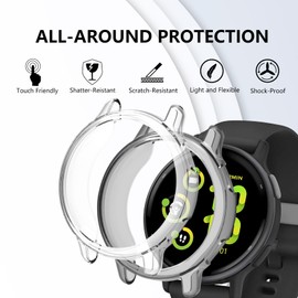 ToVioc [Pack of 2] Case Compatible with Garmin Vivoactive 5, Flexible TPU, Anti-Scratch Protective Case Compatible with Garmin Vivoactive 5 - Transparent & Black