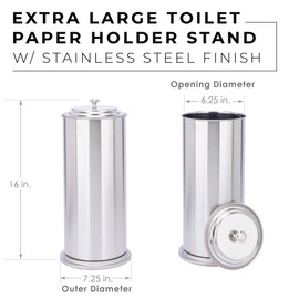 JS Jackson Supplies Free Standing Extra Large Toilet Paper Holder - Stainless Steel