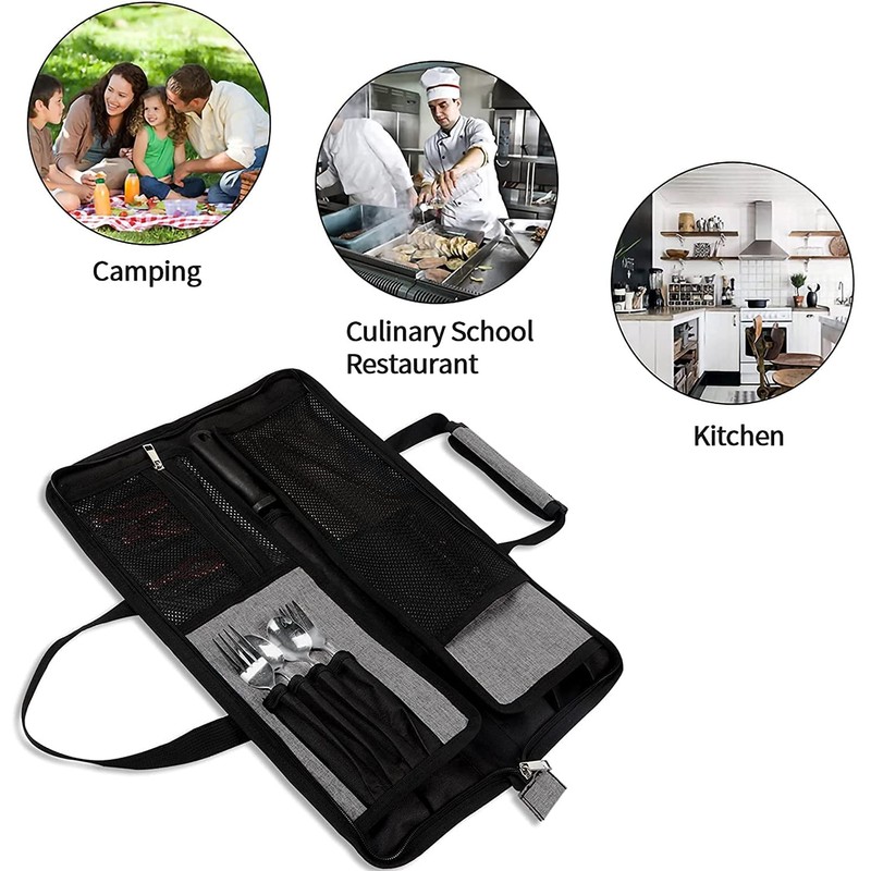 Qchengsan Chef Knife Roll Bag, Heavy Duty Oxford Knife Bag,
