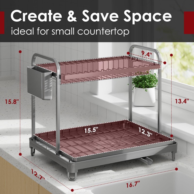 Sakugi 2-Tier Dish Drying Rack - Stainless Steel Dish Rack