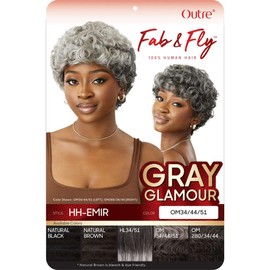 Outre Fab & Fly Full Cap Wig Gray Glamour - Human Hair - Emir (HL34/51)