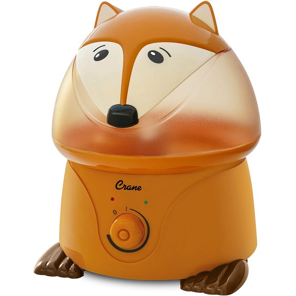 Crane Adorables Ultrasonic Cool Mist Humidifier, Filter Free, 1 Gallon, 24 Hour Run Time, Whisper Quite, for Home Bedroom Baby Nursery and Office, Fox