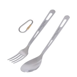iBasingo Ti1048T Titanium Crockery Set Camping Fork Spoon Indoor Outdoor Ultralight Cutlery Proable Travel Picnic Hiking Backpack Kitchen Tableware Daily Utensils