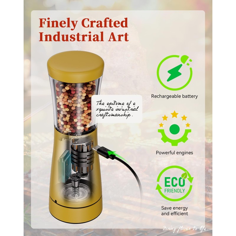Electric Salt and Pepper Grinder Set with Storage Base, Stainless