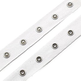 Yalulu 5 Yards Metal Snap Button Tape Trim Sewing Snap Fastener Tape Silver Press Stud Tape Ribbon Fasteners Male and Female for Clothes (White)