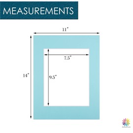 Mat Board Center, Pack of 10, 11x14 for 8x10 Deep Blue Color Mats - Acid Free, 4-ply Thickness, White Core - for Pictures, Photos, Framing