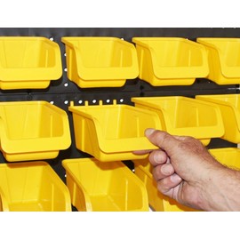 WallPeg 43 Pc. Peg Board Storage System - Pegboard Hook Assortment Organizer Bins Y/B # AM 302-2