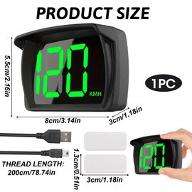 Digital GPS Speedometer Car kmh HUD, Heads up display, Real-Time Speedometer Car Suitable for Truck, SUV, Motorcycle, USB Plug & Play, LED Large Font - Clear & Accurate (KMH)