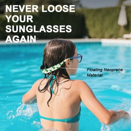 Doodlream 6Pcs Floating Sunglass Straps, Lightweight Neoprene Glasses Holder Straps with 6 Different Cute Dinosaurs Pattern, Colorful Printed Eyewear Retainer