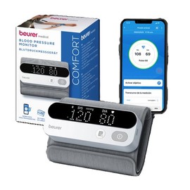 Beurer BM59 Baumanómetro de Brazo, Tensiometro Digital con Bluetooth, Indicador de Riesgos LED, Detección de Arritmias, Brazalete Ajustable 22-42 cm, 