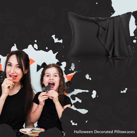 Mulberry Silk Pillowcase for Hair and Skin,Cooling Silk Pillow Case with Hidden Zipper,Allergen Proof Dual Sides Soft Breathable Smooth Silk Pillow Cover for Women. (Black, Standard(20"x 26"))