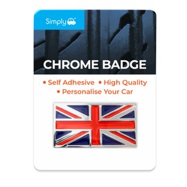 Simply CB49 Union Flag Chrome Badge, 70 x 35 mm