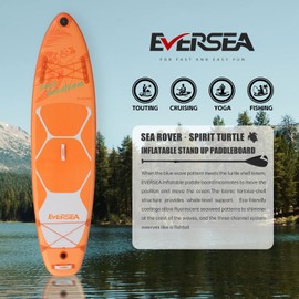 EVERSEA Stand-Up Paddle Boards, 11 ft Inflatable Paddle Board with Camera Bracket, 3 Main Fin, 33 in Wide Stable All-Around Paddleboard for All Levels of Players (Caretta)