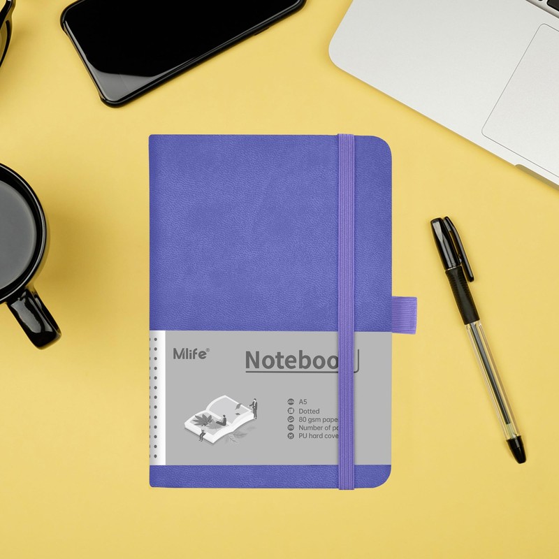 Mlife A5 Bullet Dotted Journal Notebook, College Ruled Notebook, 192